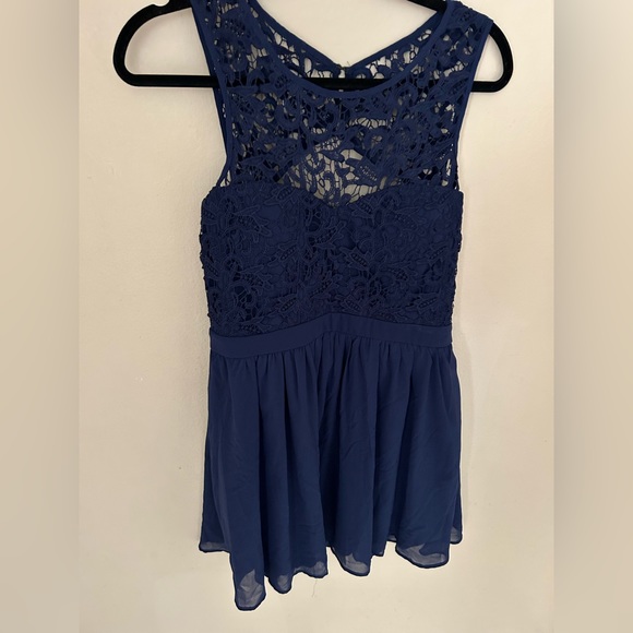 Lush navy blue dress - size extra large - sweetheart neckline lace open back - Picture 6 of 11